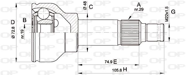 OPEN PARTS Шарнирный комплект, приводной вал CVJ5034.10